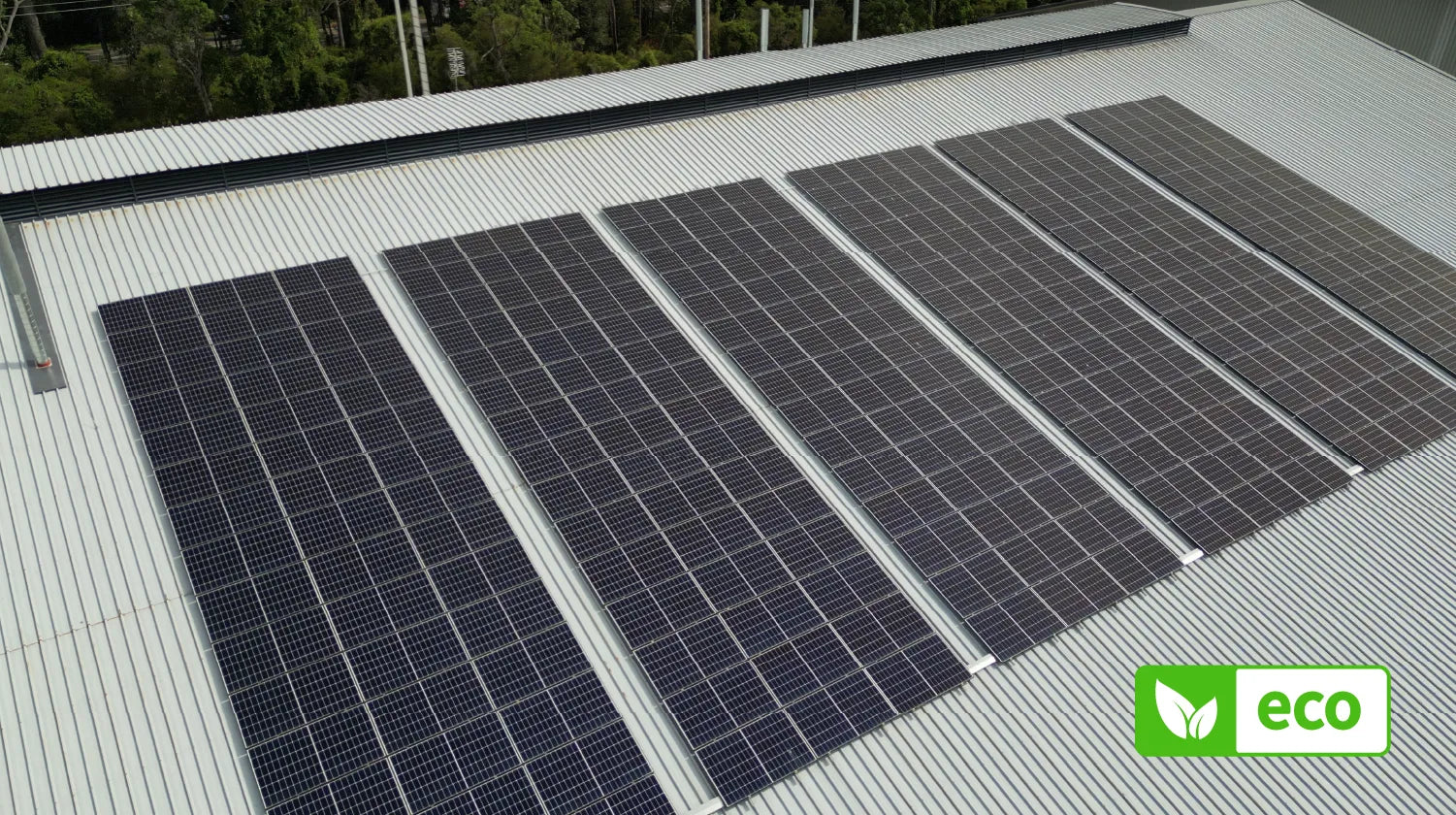 Solar panels in use on the roof of the INOVA Factory.