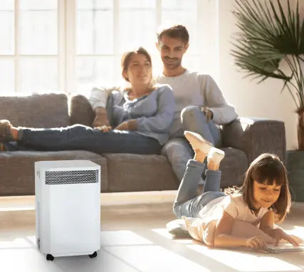 inova air purifier in room with family